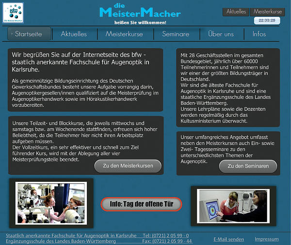 Meisterschule bfw mit neuer Webseite